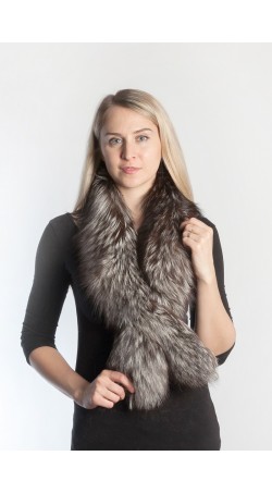 Silver fox fur scarf 